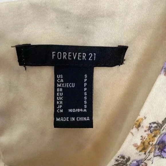Forever21 Yellowish Cream  smocked Floral Mini  dress Size Small - Picture 4 of 11